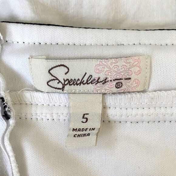 Strapless A-line black & white floral mini dress. Juniors size 5 - Picture 5 of 9